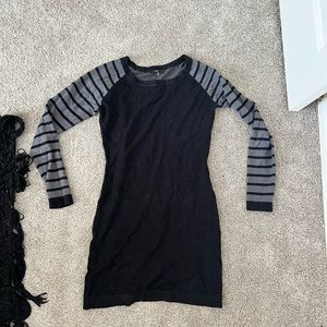 Black and Grey Bodycon Sweater Dress